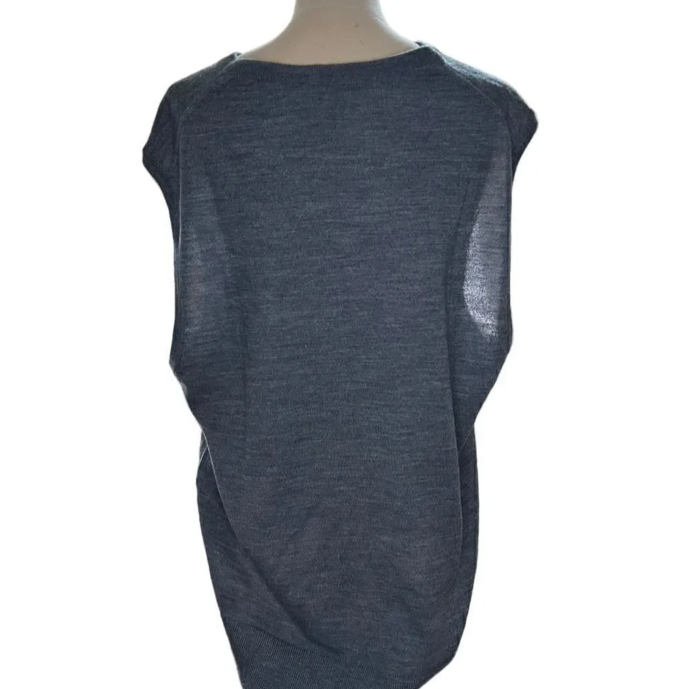 J.CREW Men's XL navy blue V-Neck Sweater Vest Merino Wool Blend